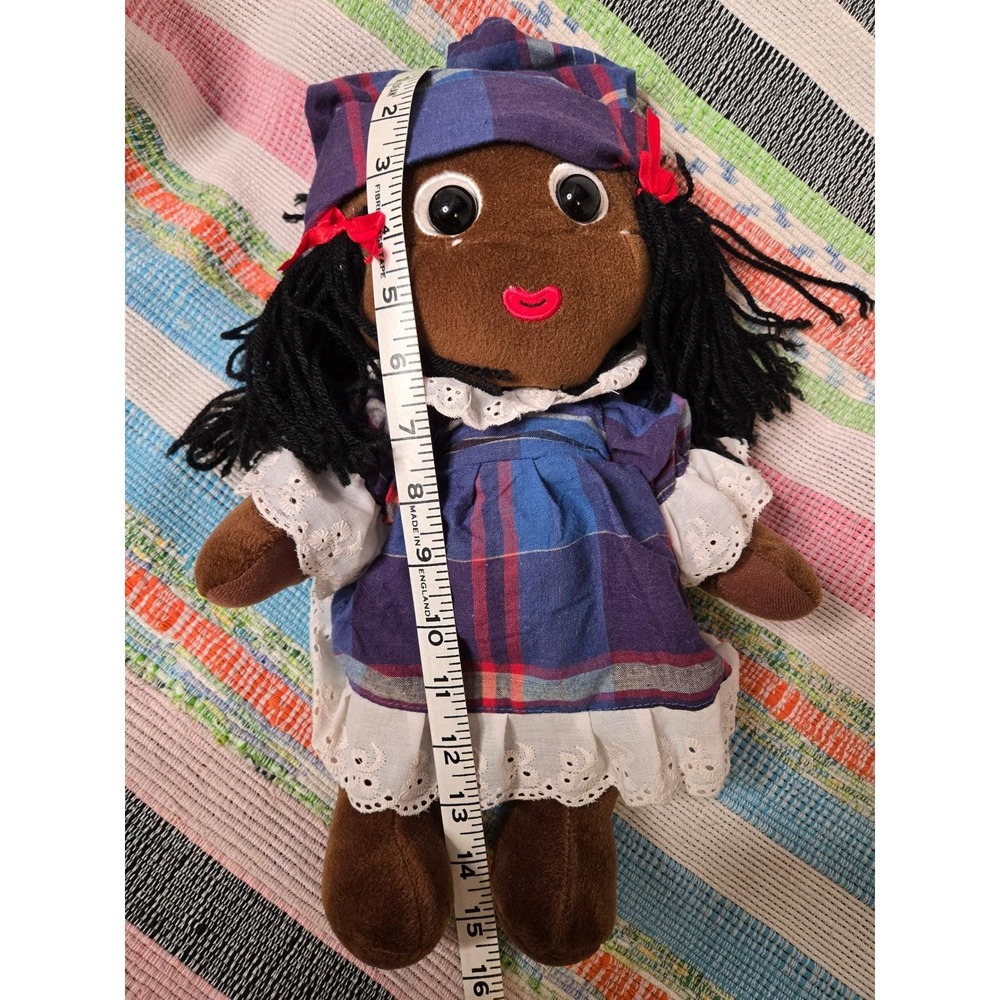 ENTRE CIEL et MER Rare Plush‎ Doll African American Girl Plaid Dress Turban - Picture 4 of 6